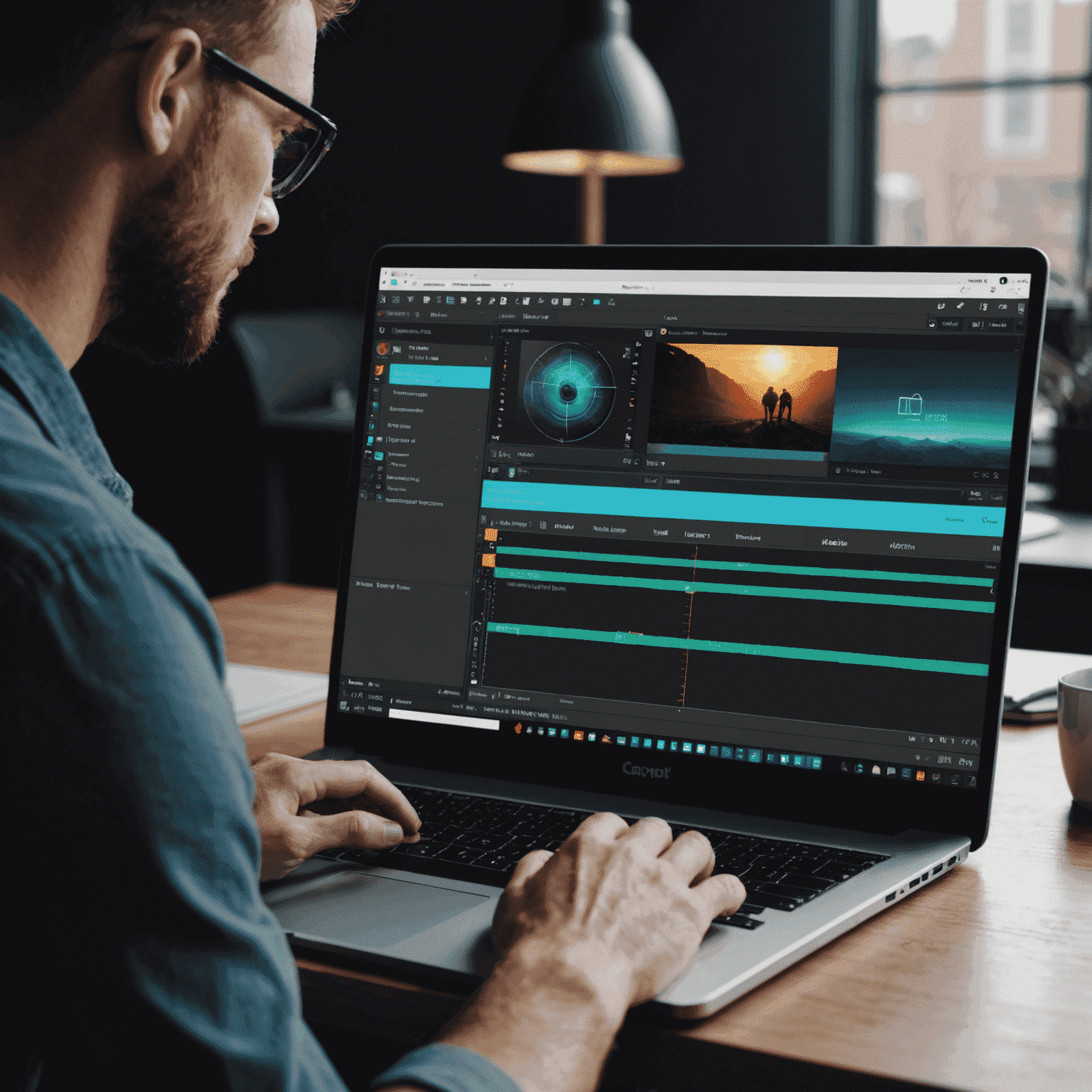 Liam Parker editing a video on CapCut, showcasing the interface on a sleek modern laptop