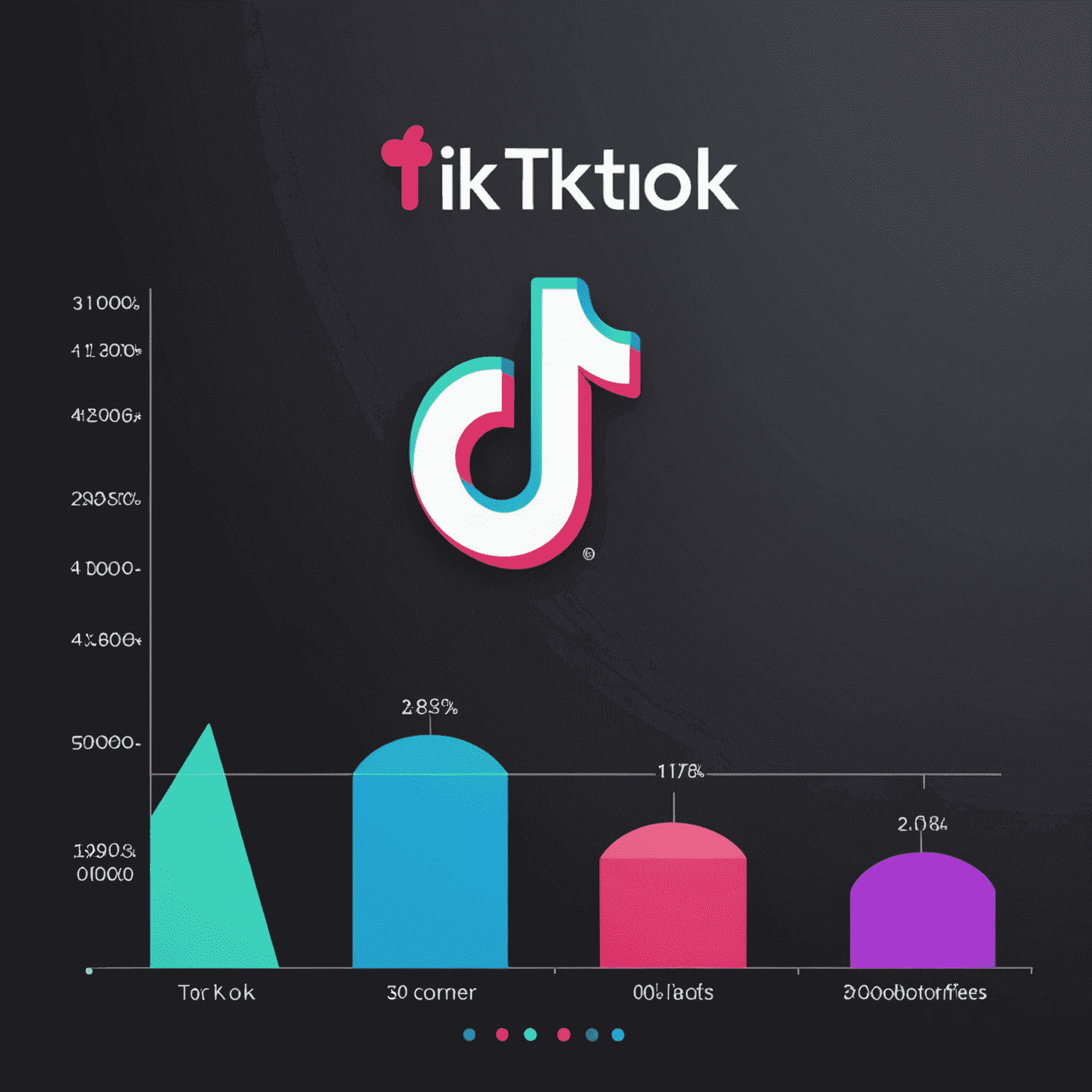 A graph showing exponential growth in TikTok views and followers. The image includes TikTok logo and a celebratory icon.